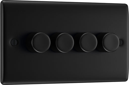 BG Electrical Nexus Metal Matt Black - Quadruple 2 way push 200W