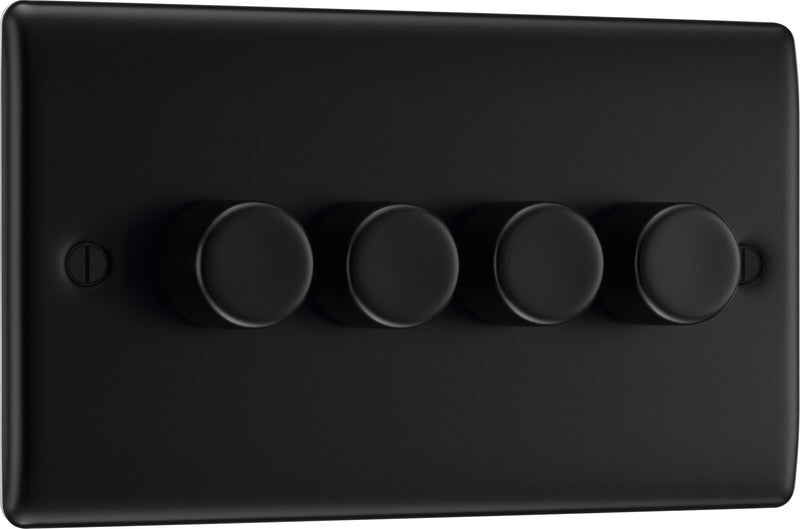 BG Electrical Nexus Metal Matt Black - Quadruple 2 way push 200W