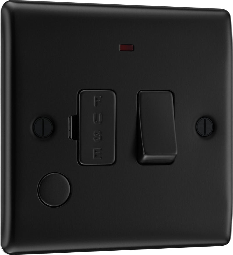 BG Electrical Nexus Metal Matt Black - Switched and fused with indicator and flex outlet
