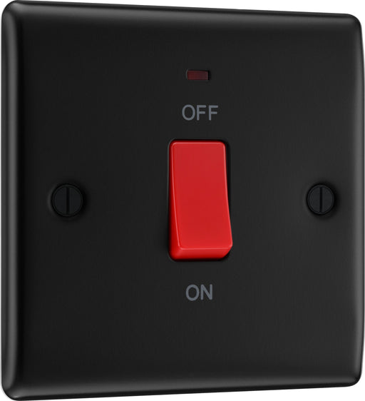 BG Electrical Nexus Metal Matt Black - 45A, double pole, single plate, with indicator