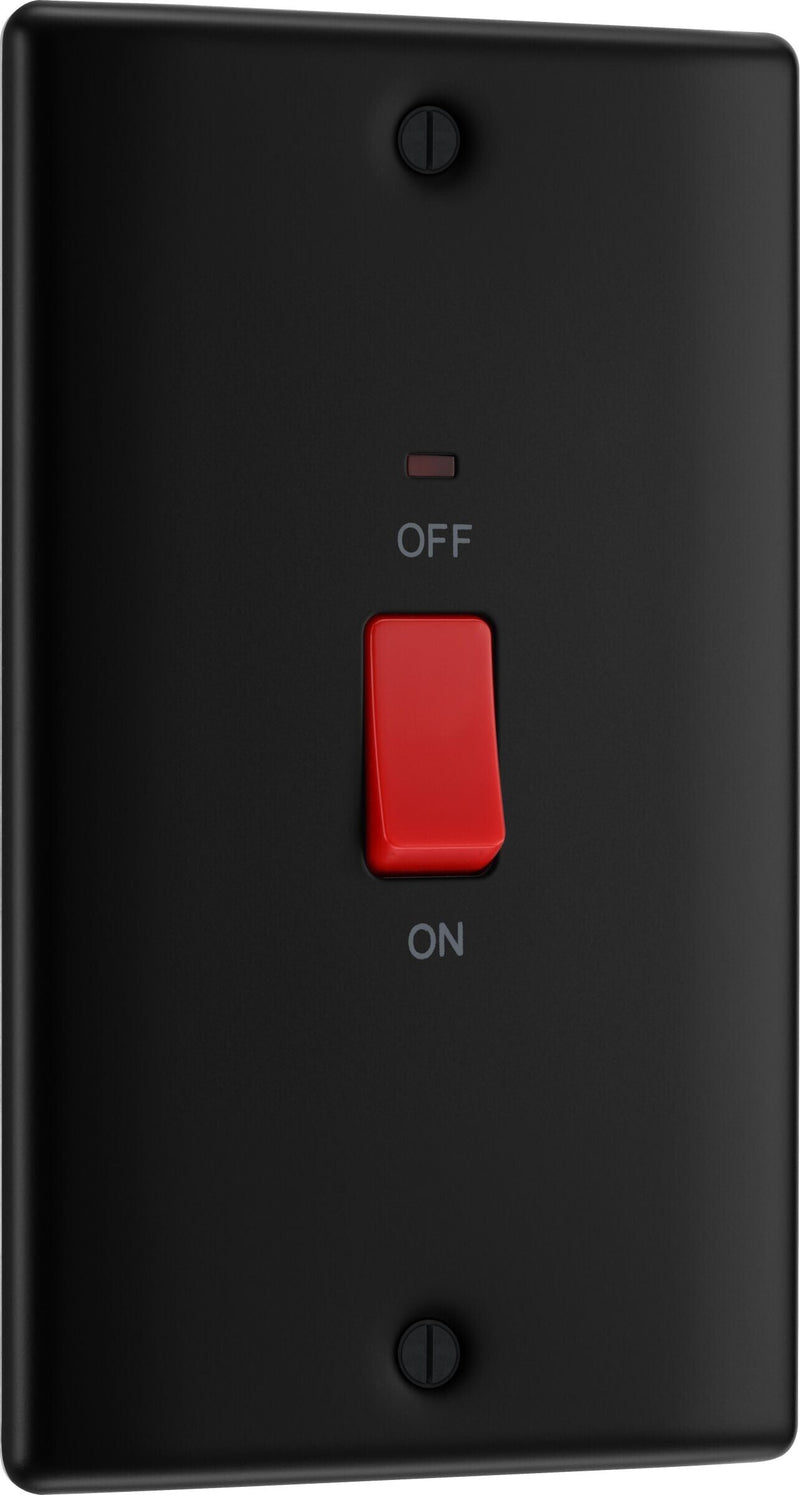 BG Electrical Nexus Metal Matt Black - 45A, double pole, large plate, with indicator