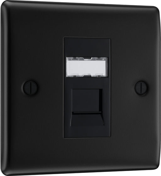 BG Electrical Nexus Metal Matt Black - Single, RJ45 data socket