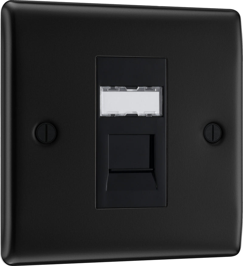 BG Electrical Nexus Metal Matt Black - Single, RJ45 data socket