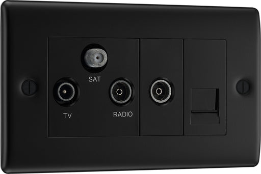 BG Electrical Nexus Metal Matt Black - Triplex with BT outlet and co-axial return - screened