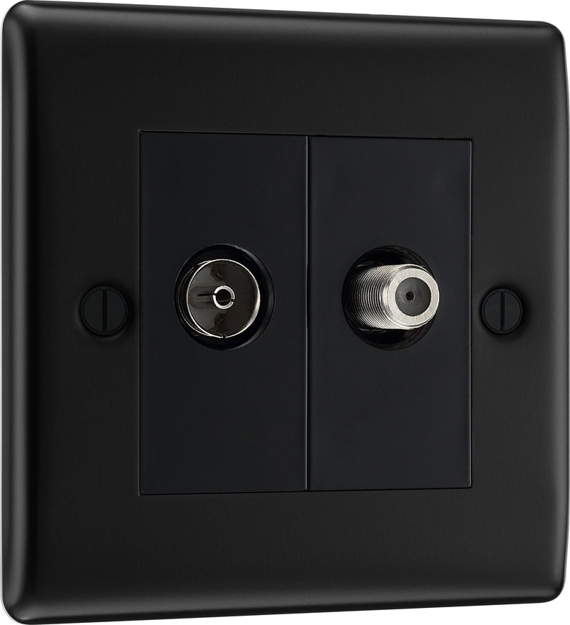 BG Electrical Nexus Metal Matt Black - Double satellite and co-axial