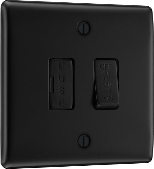 BG Electrical Nexus Metal Matt Black - 3 pole fan isolator, fused
