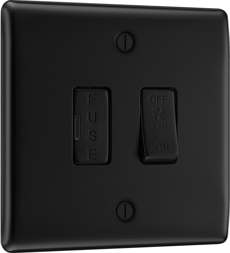 BG Electrical Nexus Metal Matt Black - 3 pole fan isolator, fused