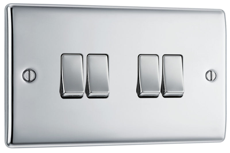 BG Electrical Nexus Metal Polished Chrome - Quadruple, 2 way switch