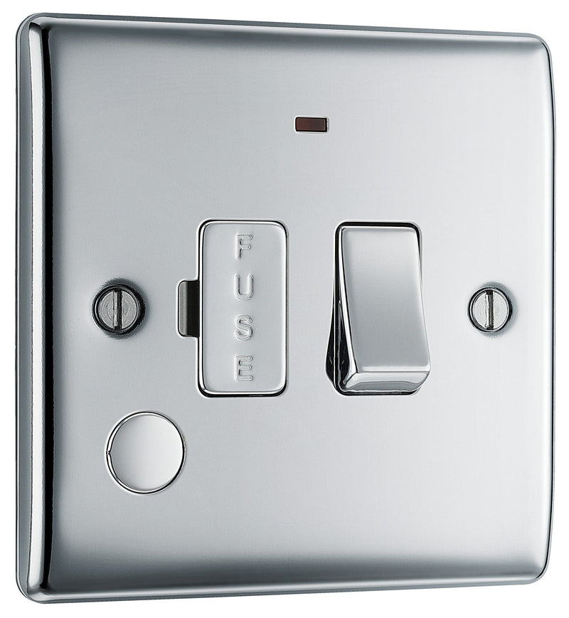 BG Electrical Nexus Metal Polished Chrome - Switched and fused with indicator and flex outlet