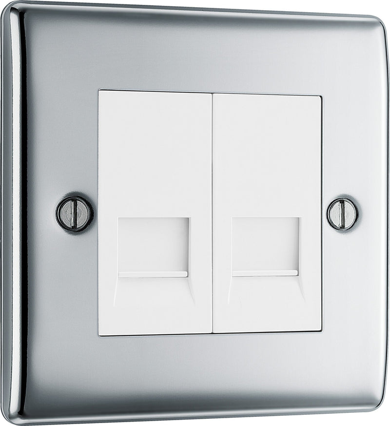 BG Electrical Nexus Metal Polished Chrome - Double, telephone socket, master