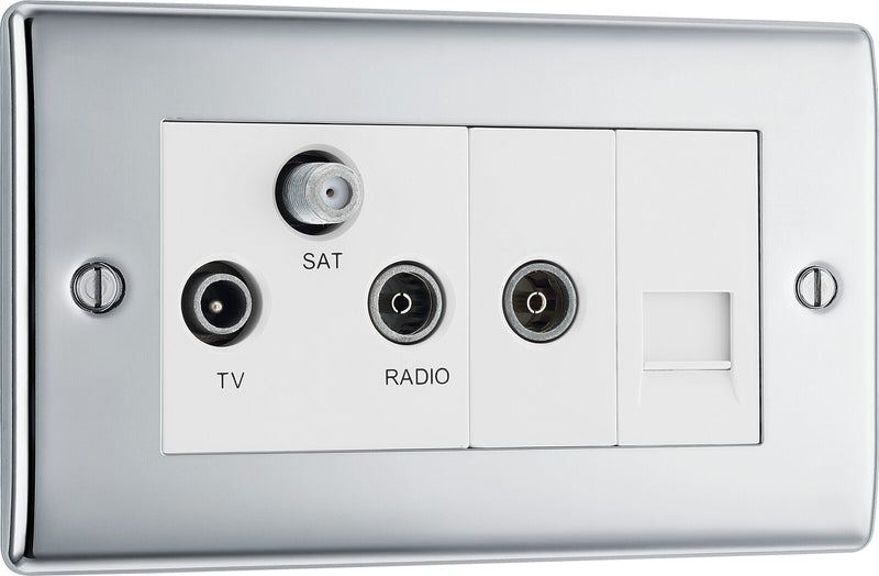 BG Electrical Nexus Metal Polished Chrome - Triplex with BT outlet and co-axial return - screened