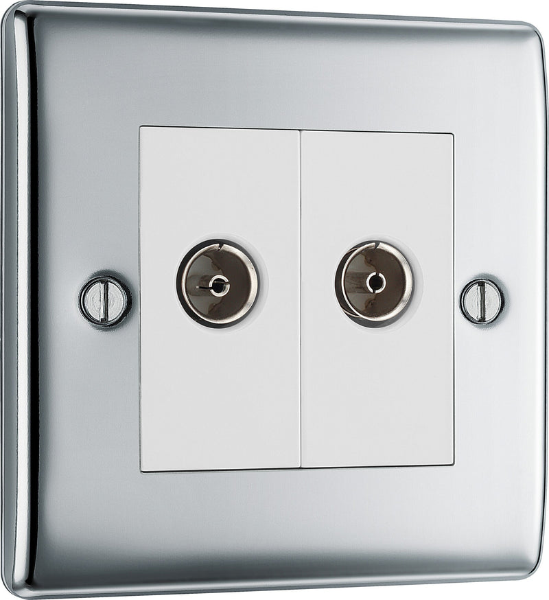 BG Electrical Nexus Metal Polished Chrome - Double, TV/FM