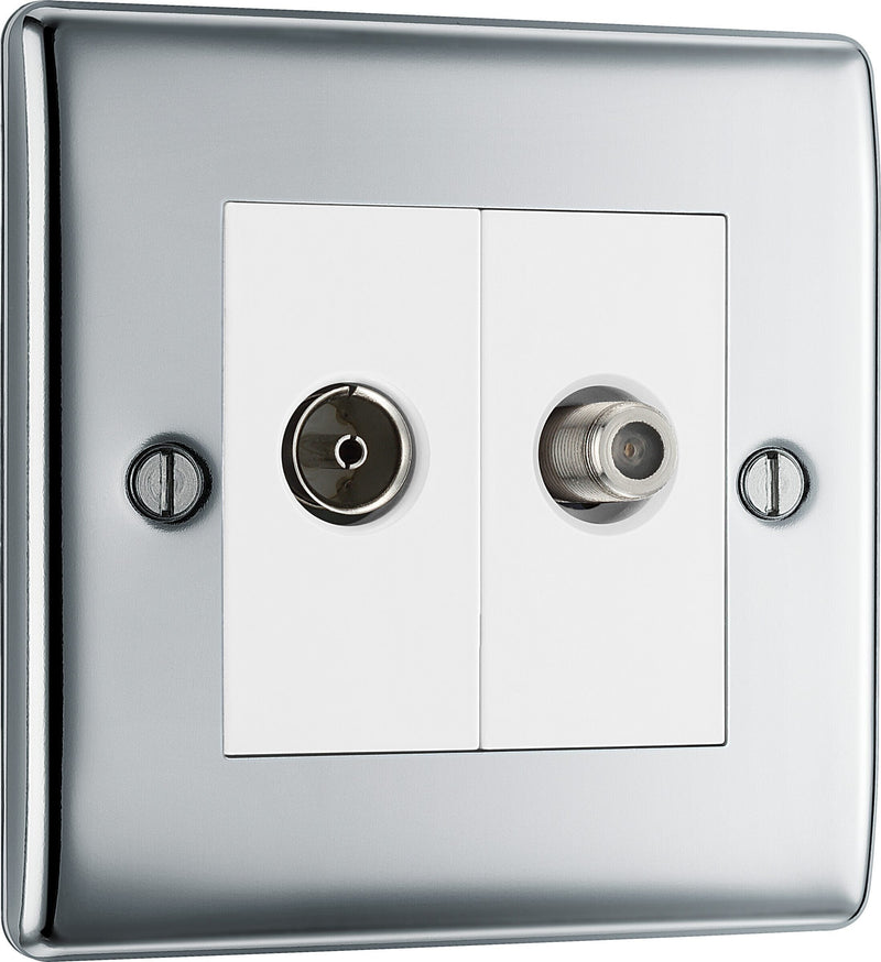 BG Electrical Nexus Metal Polished Chrome - Double, satellite and co-axial