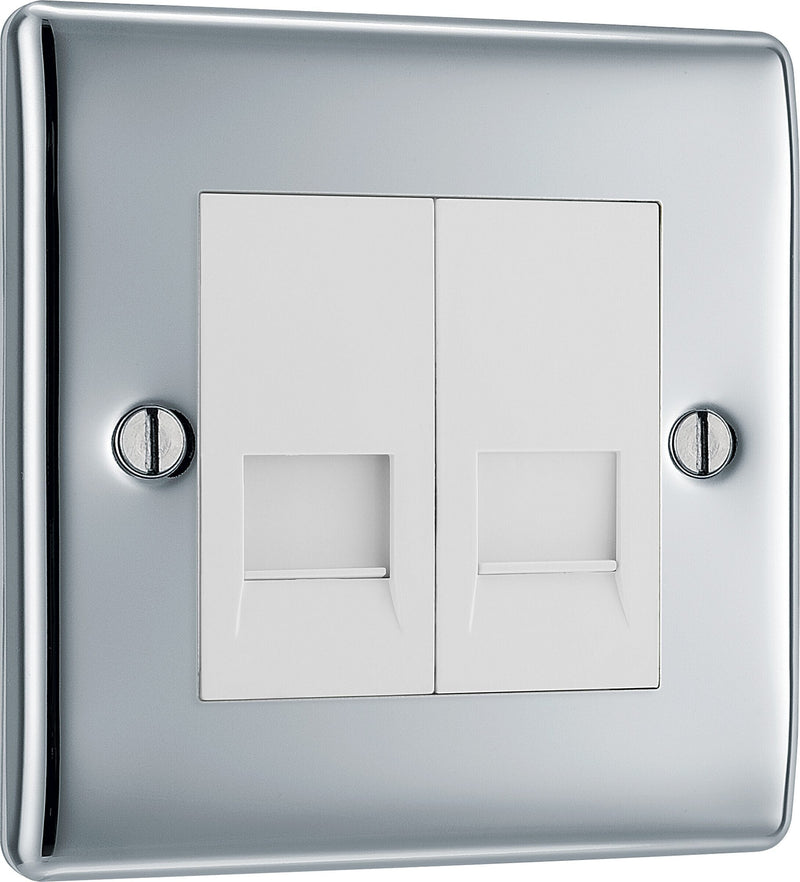 BG Electrical Nexus Metal Polished Chrome - Double, telephone socket, secondary