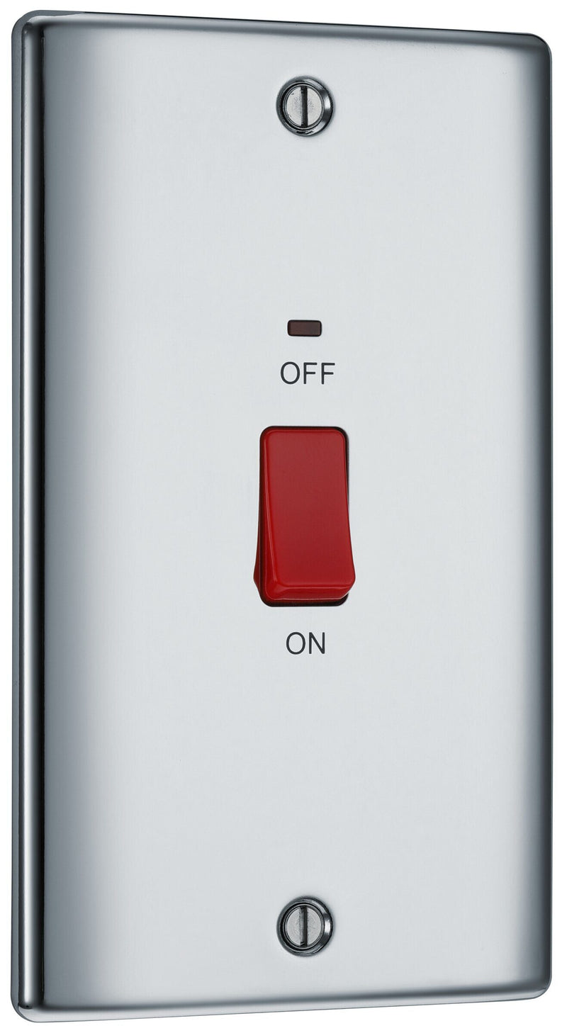 BG Electrical Nexus Metal Polished Chrome - 45A, double pole, large plate, with indicator