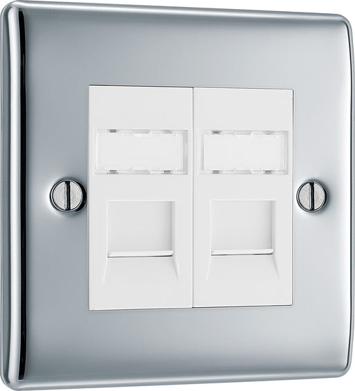 BG Electrical Nexus Metal Polished Chrome - Double, RJ45 data socket