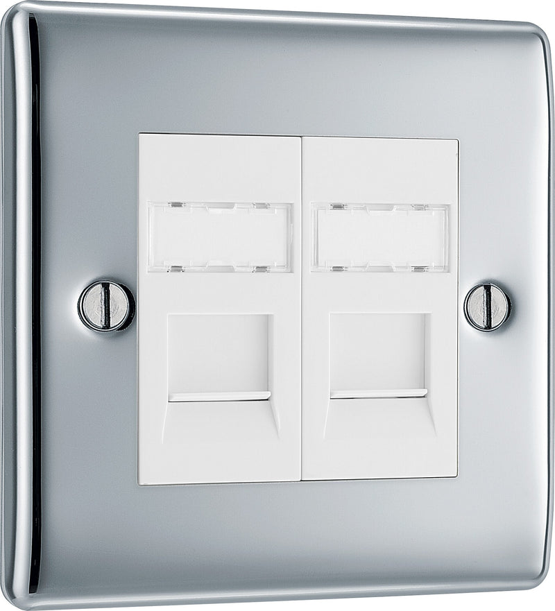 BG Electrical Nexus Metal Polished Chrome - Double, RJ45 data socket