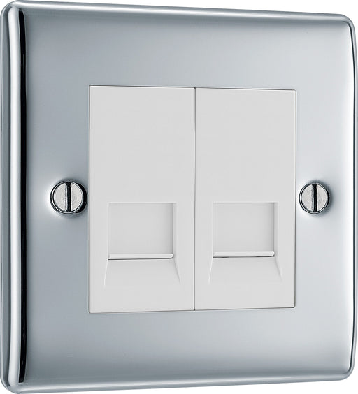 BG Electrical Nexus Metal Polished Chrome - Double, RJ11 telephone socket