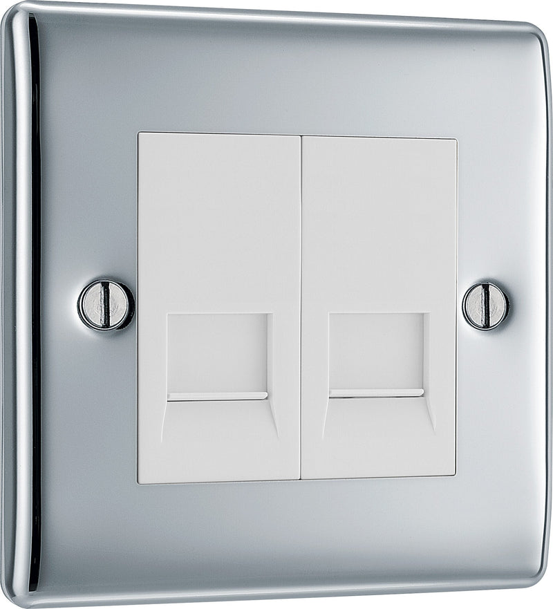 BG Electrical Nexus Metal Polished Chrome - Double, RJ11 telephone socket