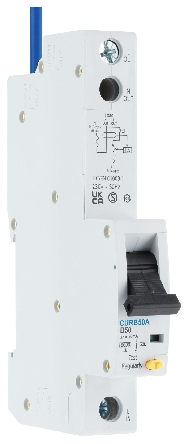 BG Circuit Protection RCBO - Unidirectional 50A B Curve RCBO Type A 1P 1 Module