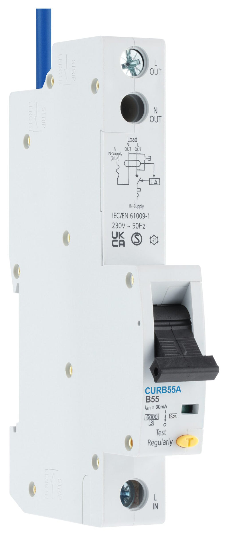 BG Circuit Protection RCBO - Unidirectional 55A B Curve RCBO Type A 1P 1 Module