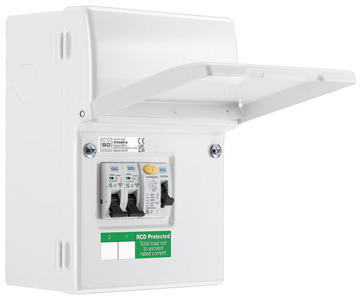 BG Circuit Protection IP20 Non Weatherproof - 4 module, 2 way, 40A Type A RCD, 2 MCB's