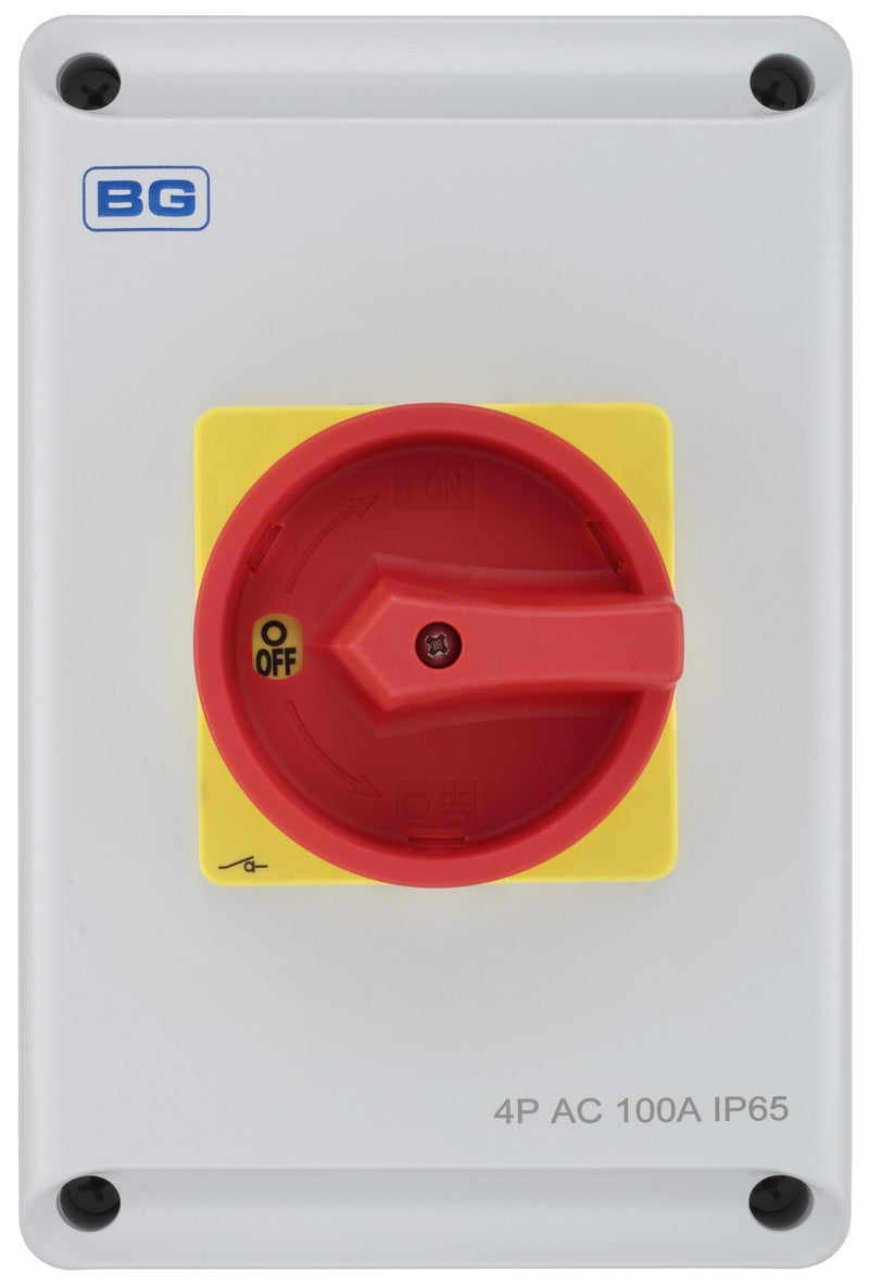 BG Circuit Protection Rotary Isolator 4 Pole - 100A, 4-Pole AC, Rotary Isolator