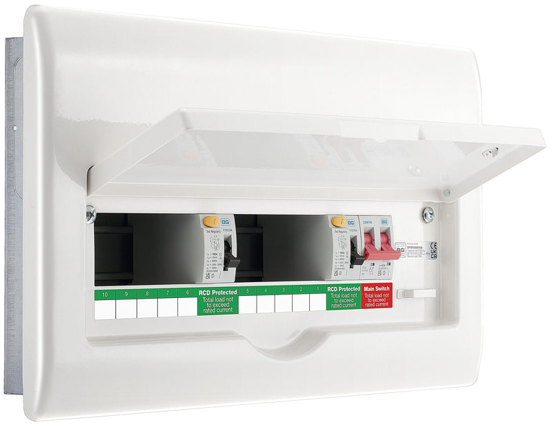 BG Circuit Protection Dual RCD - 16 module, 10 way, 100A Main Switch, 100A/100A Type A RCD