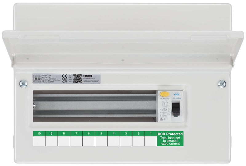BG Circuit Protection Dual RCD - 12 module, 10 way, 100A Type A RCD
