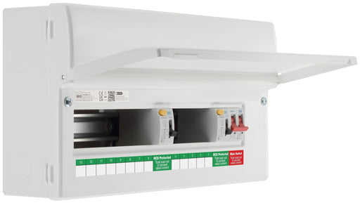 BG Circuit Protection Dual RCD - 19 module, 13 way, 100A Main Switch, 2 x 100A Type A RCD