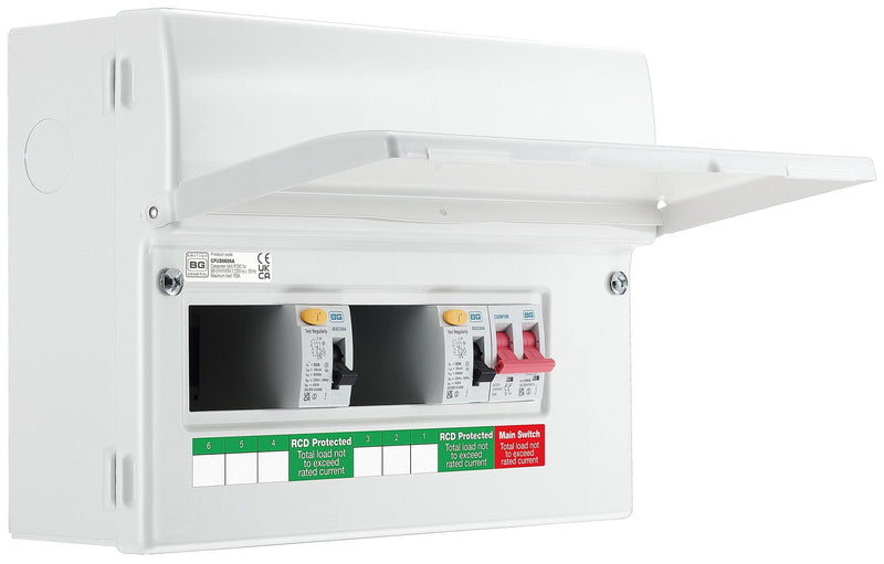 BG Circuit Protection Dual RCD - 12 module, 6 way, 100A Main Switch, 63A/63A Type A RCD