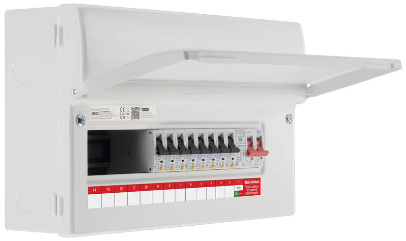 BG Circuit Protection RCBO Main Switch SPD - 16 module, 13 way, 100A Main Switch, 8 RCBO's, Type 2 SPD