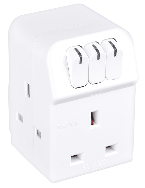 Masterplug Switched - 3 Sockets, 13A, White