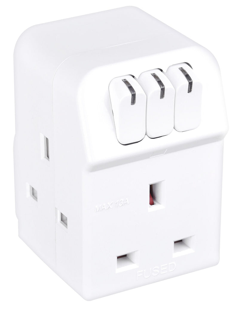 Masterplug Switched - 3 Sockets, 13A, White