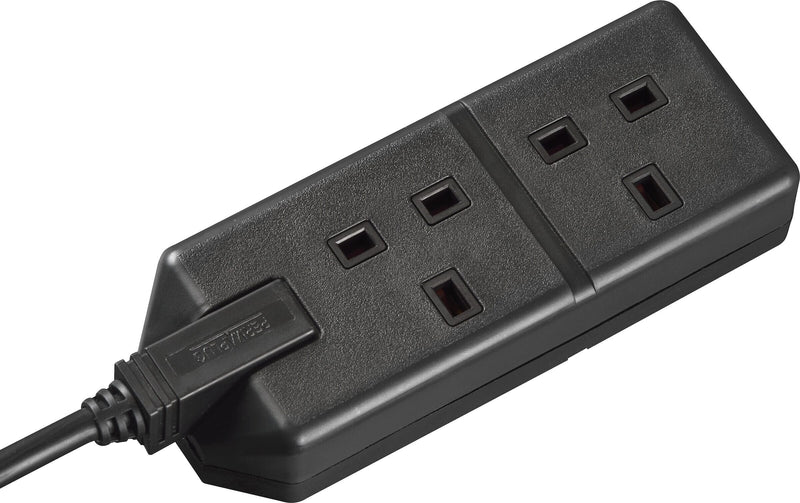 Masterplug Work - 2 Sockets, 4m, 13A, Black