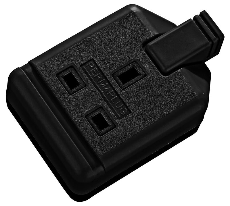 Masterplug Work - 1 Socket, 13A, Black