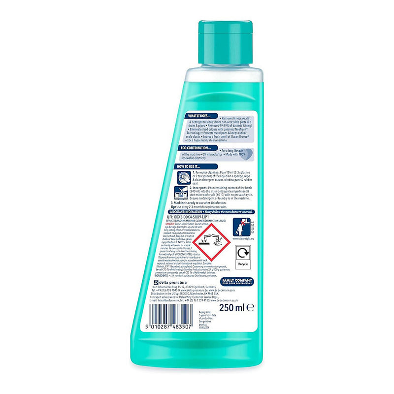 Dr. Beckmann Service-It Washing Machine Cleaner 250ml - Ocean Breeze Liquid, Removes Limescale, Dirt & Odours