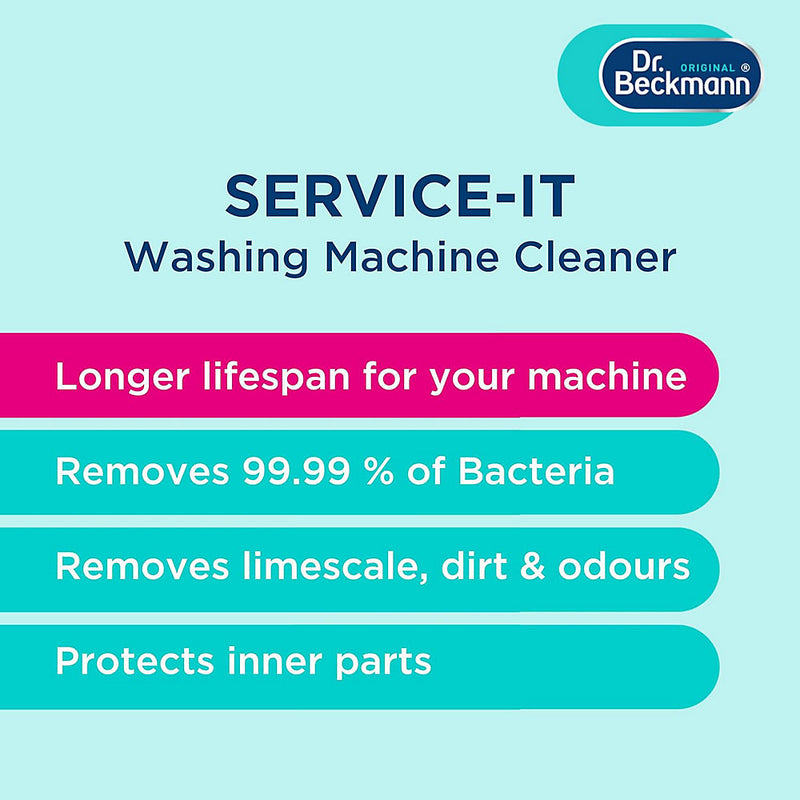 Dr. Beckmann Service-It Washing Machine Cleaner 250ml - Ocean Breeze Liquid, Removes Limescale, Dirt & Odours