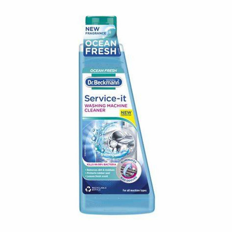 Dr. Beckmann Service-It Washing Machine Cleaner 250ml - Ocean Breeze Liquid, Removes Limescale, Dirt & Odours