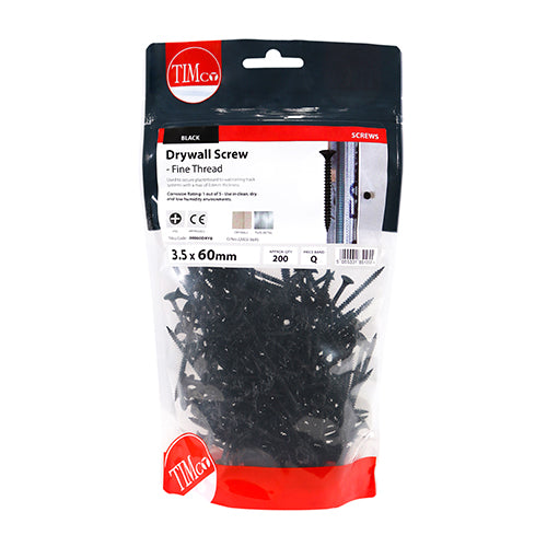 TIMCO Drywall Fine Thread Bugle Head Black Screws — Bag