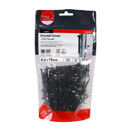 TIMCO Drywall Fine Thread Bugle Head Black Screws — Bag