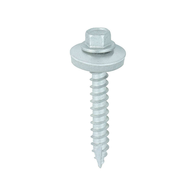 TIMCO Slash Point Sheet Metal to Timber Screws Exterior Silver with EPDM Washer — Box