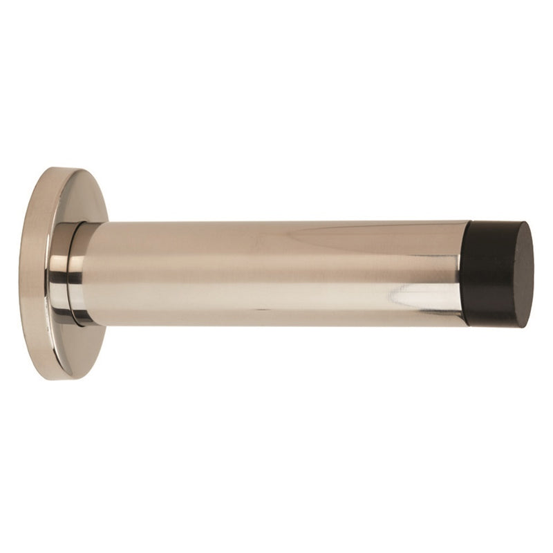 102 X 22Mm - Wall Mounted Doorstop On Rose - Concealed Fix - Bright Stainless Steel 102mm
