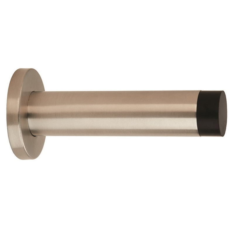 102 X 22Mm - Wall Mounted Doorstop On Rose - Concealed Fix - Satin Stainless Steel 102mm