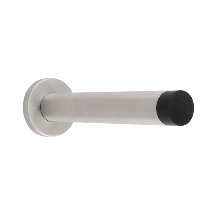 150 X 22Mm - Wall Mounted Doorstop On Rose - Concealed Fix - Satin Stainless Steel 150mm