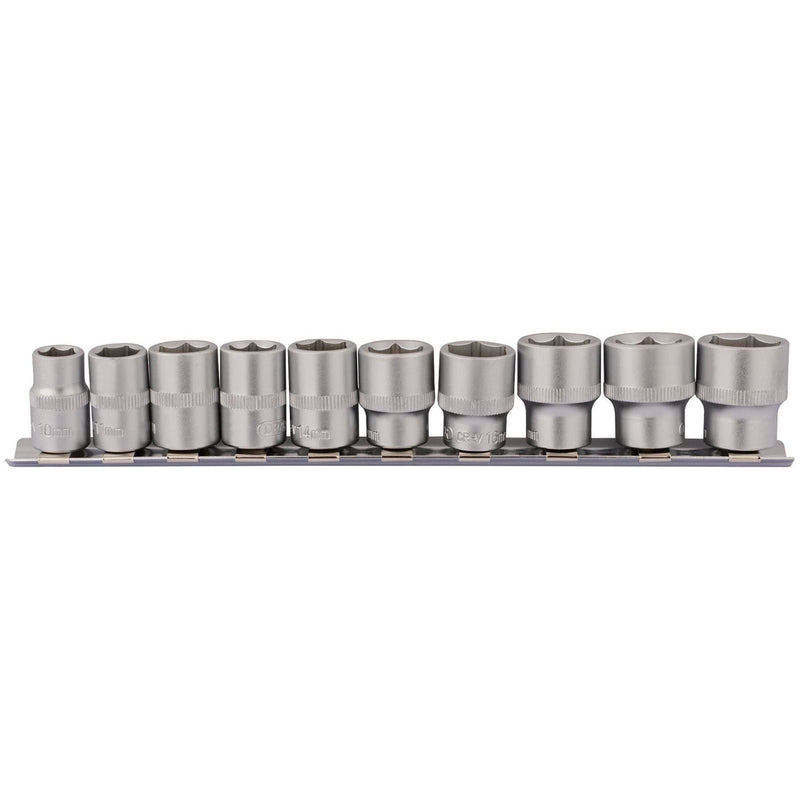 Draper Socket Set on Metal Rail, 3/8" Sq. Dr. (10 Piece) 16400 Draper - Town Tools 