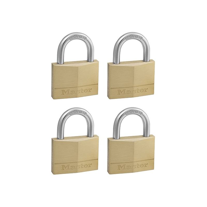 Master Lock Solid Brass 50mm Padlock 5-Pin - Keyed Alike x 4 Master Lock - RockBottom Northampton