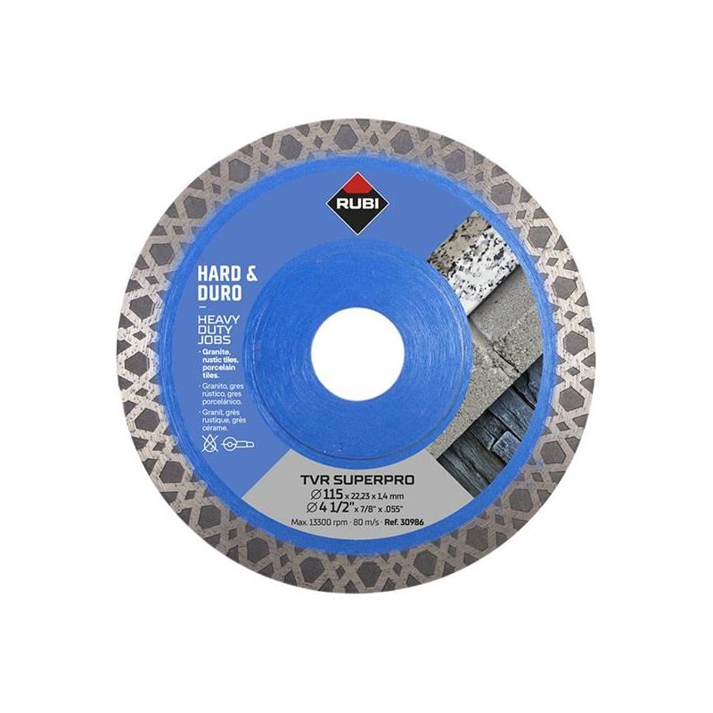 Rubi Tiling Tools TVR115 TVR SUPERPRO Diamond Blade 115mm RUBI TILING TOOLS - RockBottom Nothampton