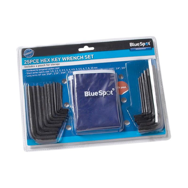 Bluespot Tools Metric & Imperial Hexagon Key Pouch Set, 25 Piece BlueSpot Tools - RockBottom Northampton