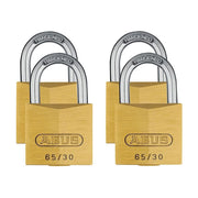 Abus Mechanical 65/30mm Brass Padlock Quad Pack ABUS Mechanical - RockBottom Northampton 